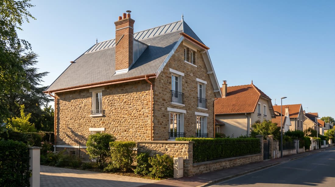 Un pavillon en meulière avec sa toiture ardoise refaite